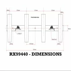 Reelax Stainless Steel 4 Rod Coaming Rack -Fishing Rods Shop Reelax Stainless Steel 4 Rod Coaming Rack Dimensions